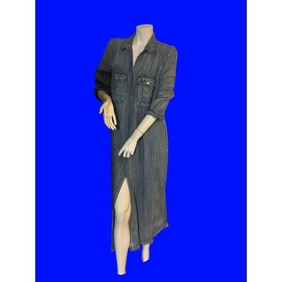 nwt beautiful handmade tinsil maxi denim dress heavily embroidered pockets at hi - Picture 1 of 16